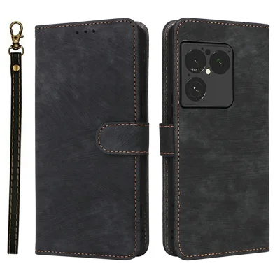 Funda tipo cartera para Sony Xperia 1 VIII con bloqueo RFID, tapa de cuero PU, soporte y correa - Negro