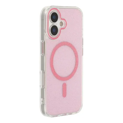 Für iPhone 17 Magnetische Hülle Glitzer Durchsichtig PC TPU Schutzhülle - Rose