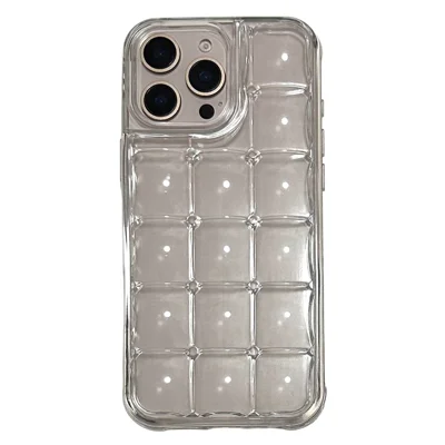For iPhone 16 Pro Case Detachable DIY Ice Cube Grid TPE Phone Cover - Transparent