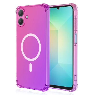 Bulk Purchasing For Samsung Galaxy A08 5G / A07 4G Magnetic Case Gradient Color PC + TPU Anti-drop Four Corners Phone Cover - Pink  /  Purple
