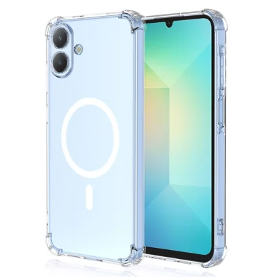 For Samsung Galaxy A08 5G / A07 4G Magnetic Case Shockproof Four Corners PC + TPU Phone Cover - Transparent
