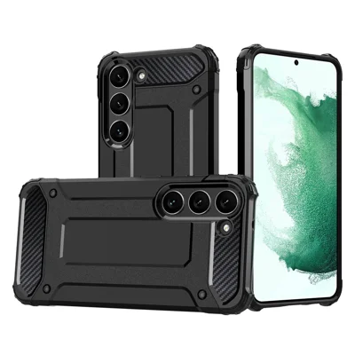 For Samsung Galaxy S23 Flexible TPU + Hard PC Phone Cover Cell Phone Case Anti-scratch Phone Cover - Black