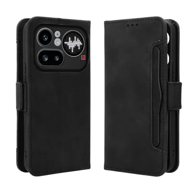 Für Nothing Phone (4a) Pro Ledertasche mit mehreren Kartenfächern - Schwarz