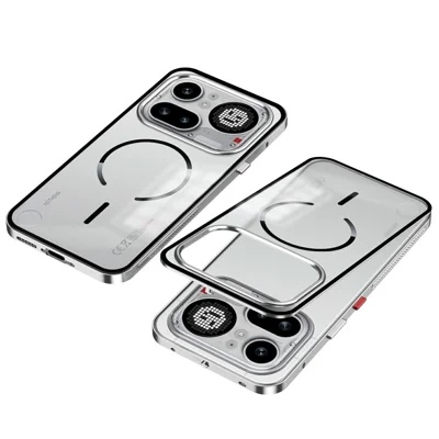 For Nothing Phone (4a) Pro Magnetic Case Aluminium Alloy PC Matte Phone Cover Pop-Up Snap Lock - Silver