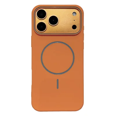 Für iPhone 17 Pro Magnetisches Case Mattes Flüssigsilikon Cover Kompatibel mit Magsafe - Orange