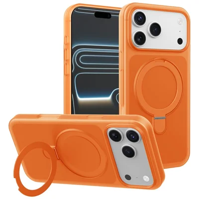 For iPhone 17 Pro Max Magnetisch Hoesje met Ringhouder Stootvaste TPU PC Cover Compatibel met Magsafe - Oranje