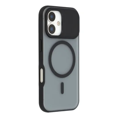 For iPhone 17 Magnetic Case Anti-fingerprint Soft-touch Shockproof  TPU + PC Cover - Black