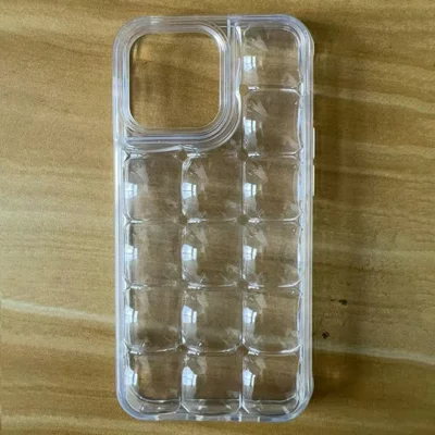 For iPhone 15 Pro Max Case Detachable DIY Ice Cube Grid TPE Phone Cover - Transparent