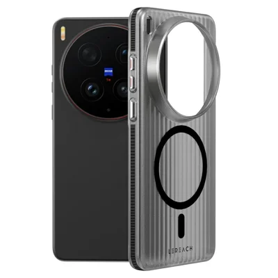 LEREACH TOC Series for vivo X300 Ultra 5G Magnetic Case Flowing Grid PC Phone Cover - Black