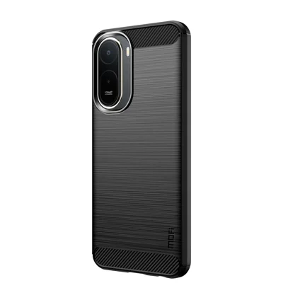 Mofi Back Cover For Xiaomi Poco C85x 5G / Redmi A7 Pro 4G (171.56mm) / Redmi A7 Pro 5G Brushed Texture Carbon Fiber Soft TPU Case - Black