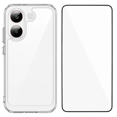 Für Xiaomi Redmi Turbo 5 5G / Xiaomi Poco X8 Pro 5G Hülle WANLONFENG MF Serie TPU Acryl Klare Handyhülle mit gehärtetem Glasfilm - Transparent
