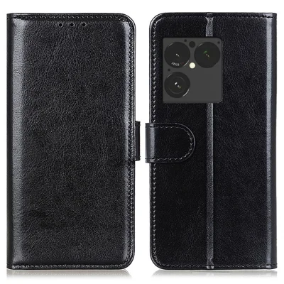 Funda para Sony Xperia 1 VIII con textura de cuero de caballo salvaje, carcasa con soporte y billetera - Negro