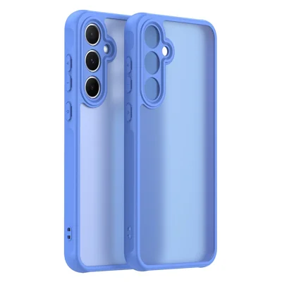 For Samsung Galaxy A15 4G  /  A15 5G Case Drop Proof Airbags Frosted Translucent PC + TPU Phone Back Cover - Baby Blue