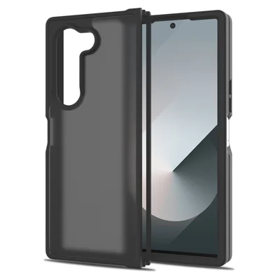 For Samsung Galaxy Z Fold6 5G Translucent Case Anti-fingerprint Shockproof TPU PC Protective Cover - Black
