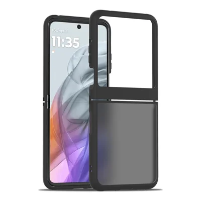 Чехол для Motorola Razr 50 5G прозрачный, антиотпечатки, ударопрочный, защитный чехол из ТПУ и поликарбоната — черный