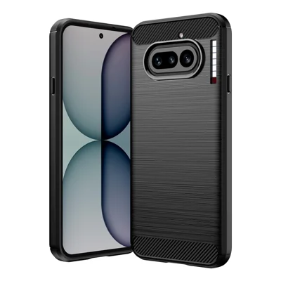 AMORUS Für Nothing Phone (4a) Hülle Kohlefaser-Optik Gebürsteter Schutz-Handy-Case - Schwarz