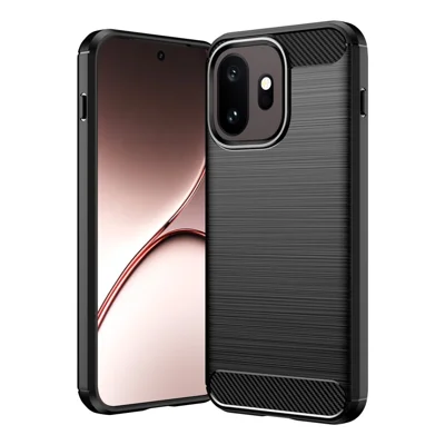 Capa de Proteção em TPU para OnePlus 15T 5G, Capa de Telemóvel com Textura em Fibra de Carbono Escovada - Preto