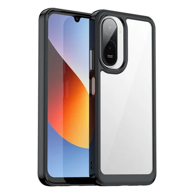 Cover per telefono per Xiaomi Redmi A7 Pro 4G, custodia protettiva trasparente in TPU + acrilico - Nero