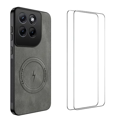 Capa Magnética Série SD WANLONFENG para Motorola Moto X70 Air 5G / Motorola Edge 70 5G, com Textura Nappa, Capa em PC e TPU com 2 Películas de Ecrã - Cinzento