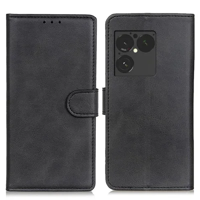 Voor Sony Xperia 1 VIII Hoesje Koeienhuidstructuur Lederen Portefeuille Staande Telefoonhoes - Zwart