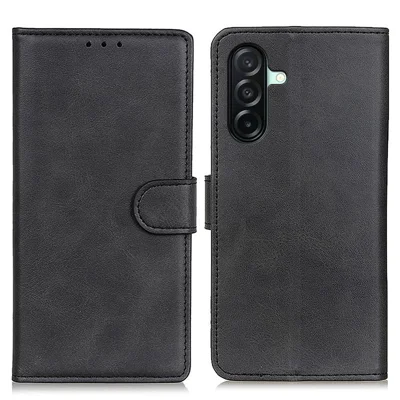 لـ Samsung Galaxy A27 غطاء جراب من جلد البقر بملمس جلد طبيعي مع محفظة وحامل - أسود