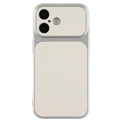 For iPhone 16 Case Sheepskin Texture Leather Coated TPU Phone Cover with Precise Camera Cutouts - White