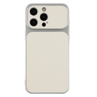 For iPhone 15 Pro Max Case Sheepskin Texture Leather Coated TPU Phone Cover with Precise Camera Cutouts - White