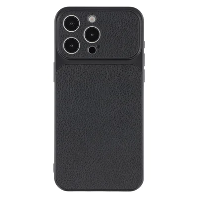 Handyhülle für iPhone 15 Pro, Lederhülle mit Schaffell-Textur, beschichtetes TPU-Telefonetui mit präzisen Kamera-Aussparungen – Schwarz