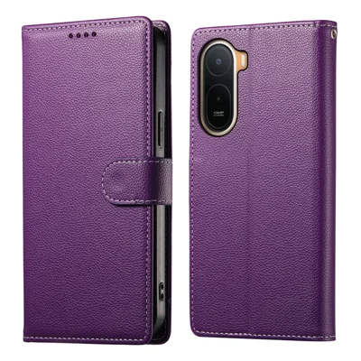 Cover per Xiaomi Redmi A7 Pro 4G, Custodia Portafoglio in Pelle PU con Chiusura Magnetica, Texture Effetto Litchi, con Supporto e Cinturino da Polso - Viola