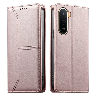 Cover con Portafoglio per Xiaomi Redmi A7 Pro 4G, Custodia con Supporto, TPU e Pelle PU, Combinazione di Linee, Colore Rosa