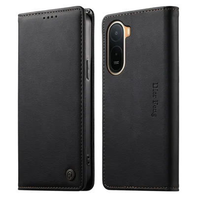 DIERFENG DF-019 till Xiaomi Redmi A7 Pro 4G Läderfodral Magnetisk Flip-cover med Kortfack RFID-blockering - Svart