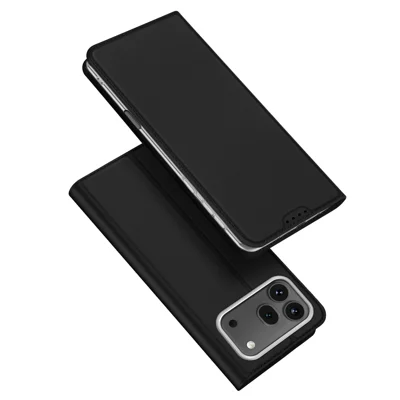 Voor Honor 600 Pro 5G / Honor 600 5G Hoesje DUX DUCIS Skin Pro Serie Leren Standhoes met Kaarthouder - Zwart