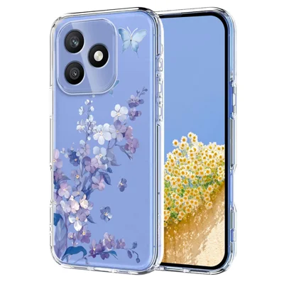 För Honor X8d 4G-skåll Färggrann Butterfly Floral-mönster TPU mobilhörsnack - Viol
