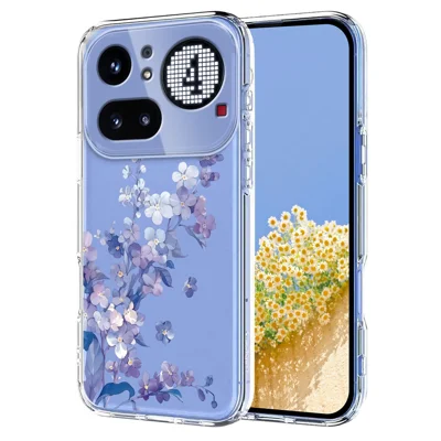 For Nothing Phone (4a) Pro Case Butterfly Floral Pattern Printing TPU Phone Back Cover - Violets