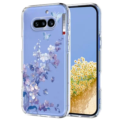 Coque pour Nothing Phone (4a) Motif Papillon et Fleur Impression TPU Coque Arrière de Téléphone - Violets
