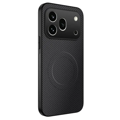 Voor Honor 600 Pro 5G WANLONFENG TQ-serie magnetische hoes met koolstofvezelstructuur PC TPU telefoonhoes - Zwart