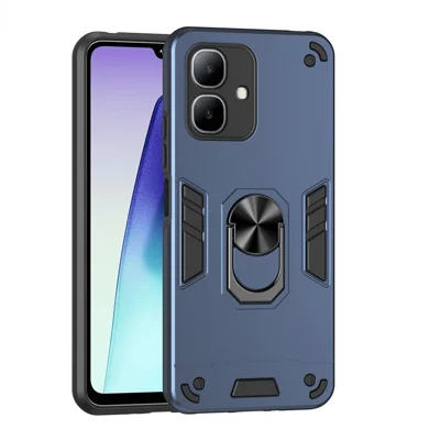 Coque pour Infinix Smart 20 4G, étui de protection résistant en PC + TPU avec support pivotant et anneau - Bleu