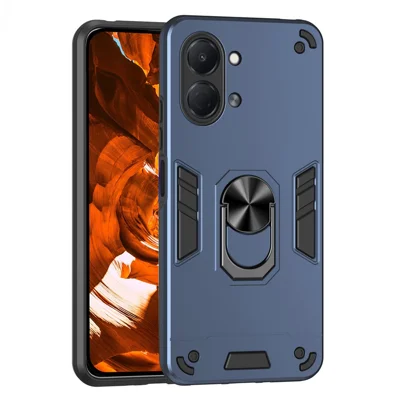 Hülle für TECNO Spark Go 3 / Pop 20 4G PC + TPU Sturzschutz-Handyhülle mit Ring-Ständer – Blau