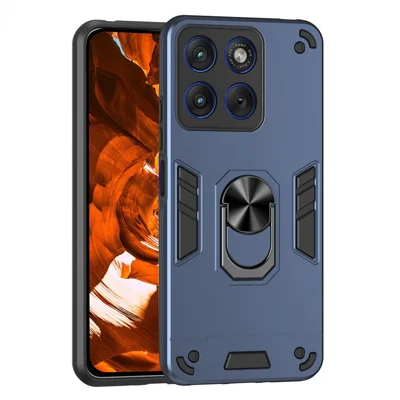 Case For Motorola Edge 70 5G  /  Moto X70 Air 5G PC + TPU Drop Defend Phone Cover with Ring Kickstand - Blue