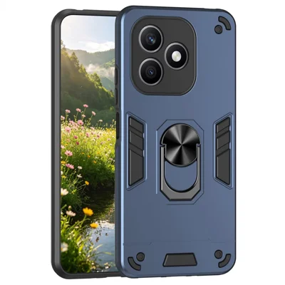 Fodral till Honor X8d 4G PC + TPU Drop Defend med ring och vinklingsbar stödplatta - Blå