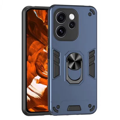 Case For Oppo Reno15 Pro 5G (Global)  /  Reno15 5G (China) PC + TPU Drop Defend Phone Cover with Ring Kickstand - Blue