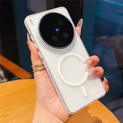 Funda magnética para teléfono para vivo X300 Ultra 5G, carcasa protectora antideslizante con textura mate, resistente a impactos, en color blanco