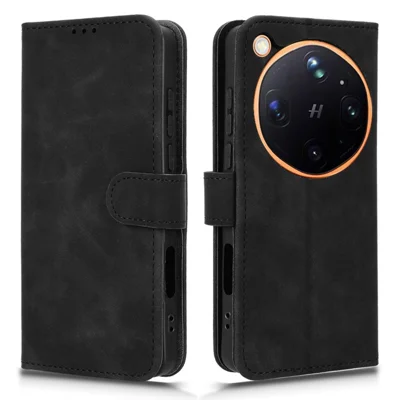 Funda de Cuero para Oppo Find X9 Ultra 5G con Sensación al Tacto de Piel, Anti-caídas, con Billetera, Soporte y Cierre Magnético - Negro