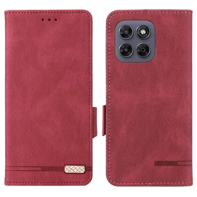 Leather Case for Motorola Moto G87 5G / G77 5G / G67 5G Wallet Flip Phone Cover with Hardware Decor - Rose