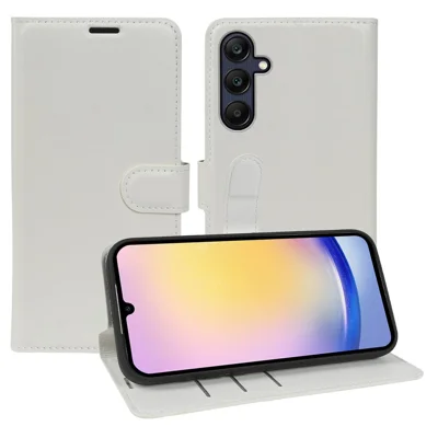 For Samsung Galaxy A25 5G (Global) (161mm) Wallet Case Crazy Horse Texture Leather Flip Phone Cover with Magnetic Closure - White