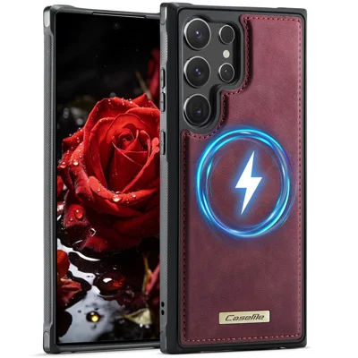 Für Samsung Galaxy S23 Ultra CASEME C69 Serie Magnetisches Etui Lederbeschichtete TPU-Handyhülle - Rot