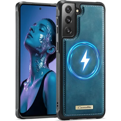 CaseMe For Samsung Galaxy S21+ 5G C69 Series Magnetic Case Leather Coated TPU Phone Cover - Green