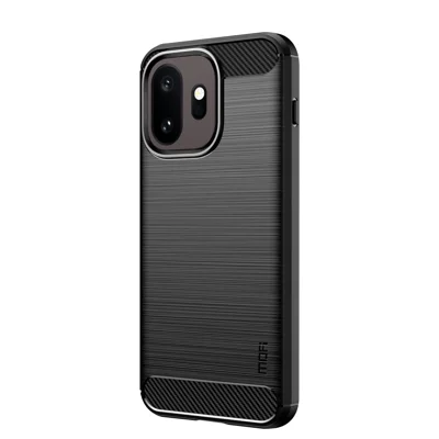 Mofi For OnePlus 15T 5G Back Cover Brushed Texture Carbon Fiber Soft TPU Case - Black