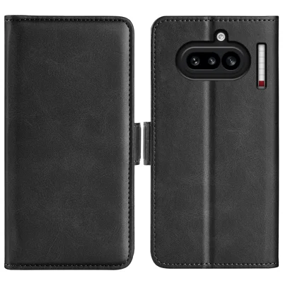 Für Nothing Phone (4a) Hülle Kalbsleder-Optik Leder Brieftasche Handyhülle - Schwarz