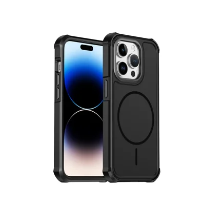 Magnetischer Stoßfester TPU-PC-Schutzhülle für iPhone 14 Pro – Schwarz